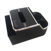 Magideal - Organizador De Reposabrazos Para Coche, Caja De Pañuelos Fácil De Instalar, Portavasos Multifuncional Que Ahorra Espacio, Caja De Pañuelos Para Vehícu Negro