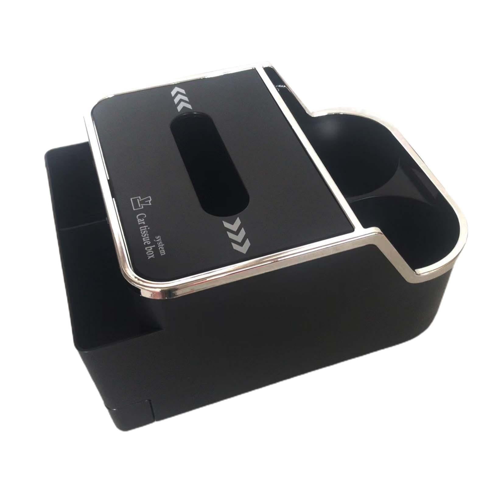 Magideal - Organizador De Reposabrazos Para Coche, Caja De Pañuelos Fácil De Instalar, Portavasos Multifuncional Que Ahorra Espacio, Caja De Pañuelos Para Vehícu Negro