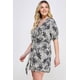 thumbnail image 4 of Vestido Corto Con Estampado Botánico Escote En V Profundo Manga Corta Sin Costuras Y Lazo Frontal Color Negro (para Mujer), 4 of 5