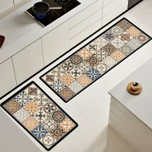 Wyj Hogar - Set De 02 Alfombra De Cocina Impermeable De Cuero Nappa Md05