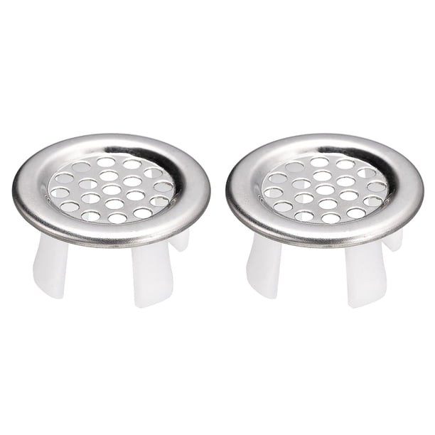 Uxcell 2 Paquete de Anillos de Cubierta de Desbordamiento de Fregadero Inserto de Agujero Redondo de Metal, Plata