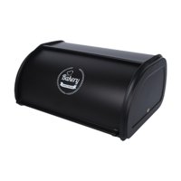 Magideal - Box De Pan De Metal Bin Bin Con Tapa De Rollo De Cocina Portátil De Cocina Soporte De Almacenamiento De Pan De Gran Capacidad Para Productos Horneados Negro