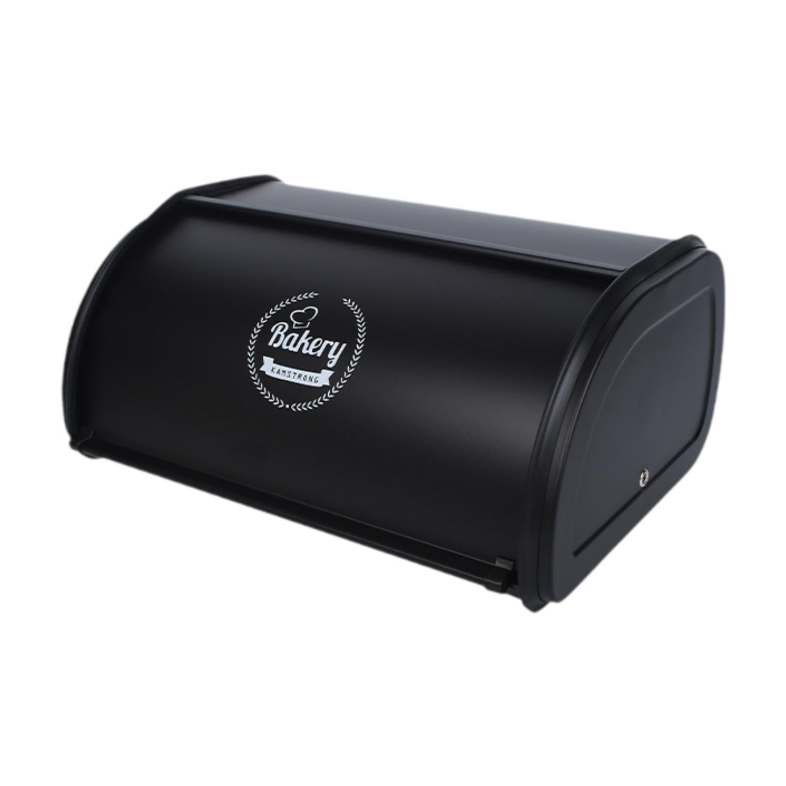 Magideal - Box De Pan De Metal Bin Bin Con Tapa De Rollo De Cocina Portátil De Cocina Soporte De Almacenamiento De Pan De Gran Capacidad Para Productos Horneados Negro