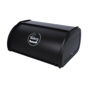 Magideal - Box De Pan De Metal Bin Bin Con Tapa De Rollo De Cocina Portátil De Cocina Soporte De Almacenamiento De Pan De Gran Capacidad Para Productos Horneados Negro
