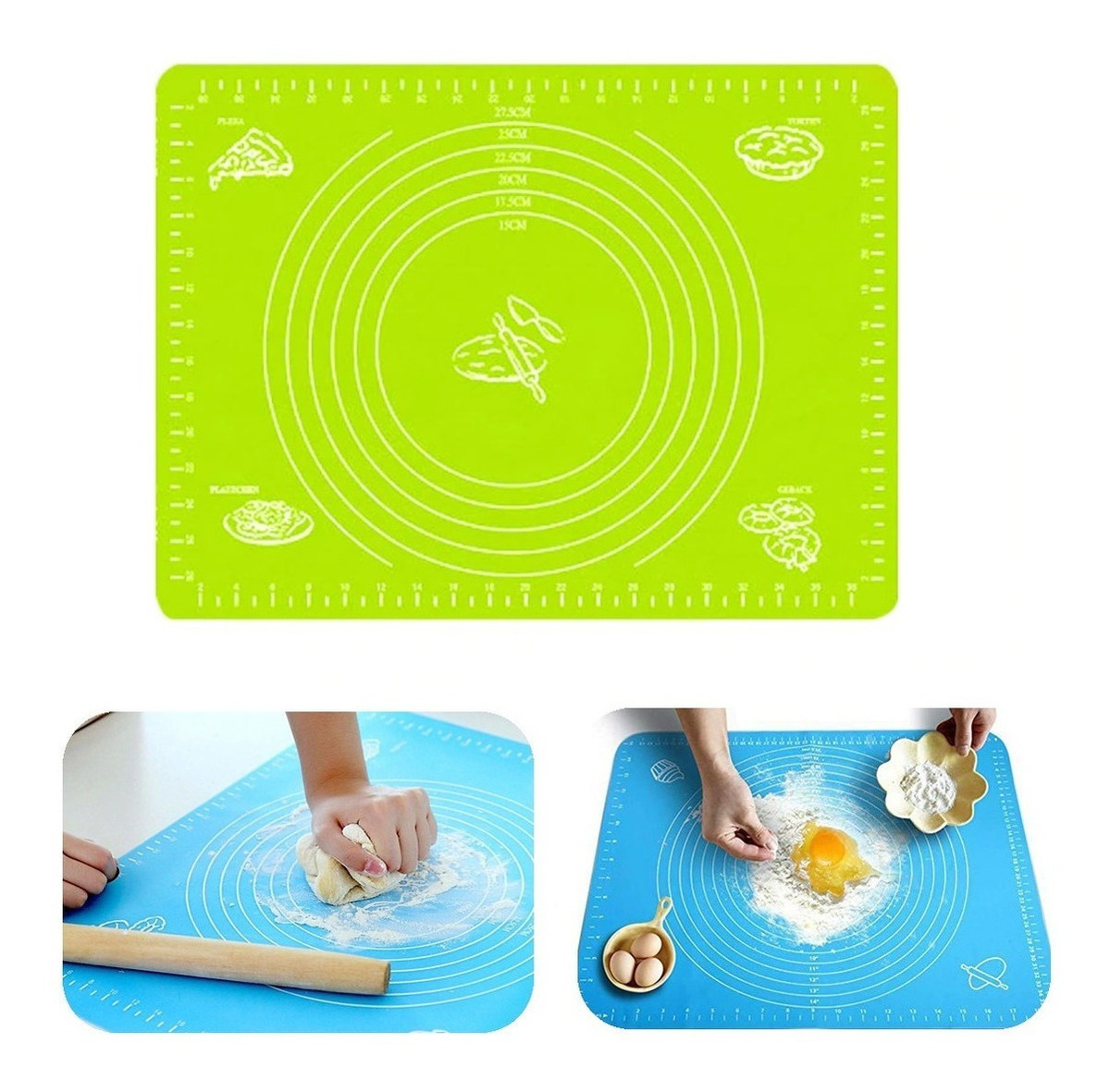 Genérico - Lámina Silicona Amasar Bizcocho Pizza Pan Fondant 50X40 Cm