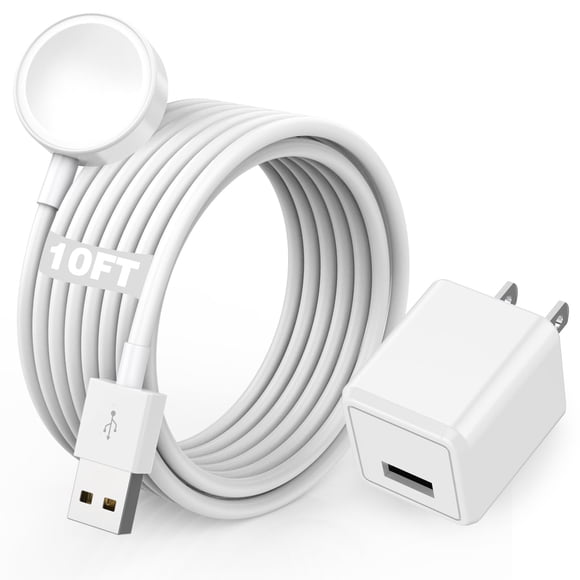 Cargador de reloj Articona de 10 pies de largo para Apple Watch Series 9/8/7/6/5/4/3/2/1