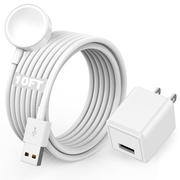 Cargador de reloj Articona de 10 pies de largo para Apple Watch Series 9/8/7/6/5/4/3/2/1