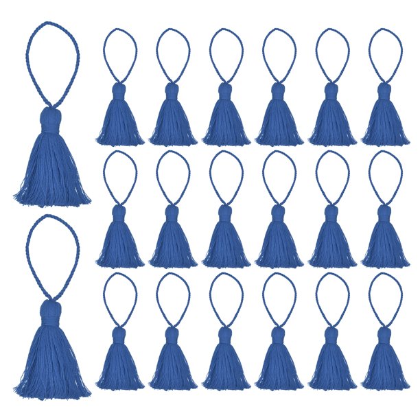 Uxcell 20 paquete de borlas de marcador 4.3 pulgadas bucle colgante pequeñas borlas suaves mini borlas, azul acero