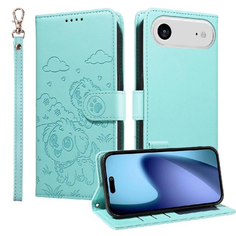 Funda Billetera Foxdock Compatible Con Iphone 17 Air , Diseño Perrito Tierno, Ranuras Para Tarjetas Y Soporte Plegable