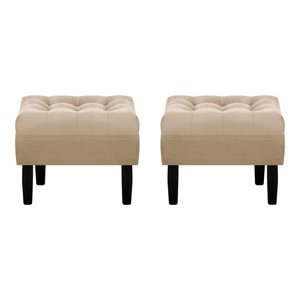 Bodevir - Set Pouf Wood 1C Felpa 00 Beige