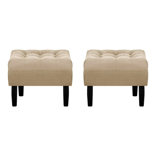 Set Pouf Wood 1c Felpa 00 Beige