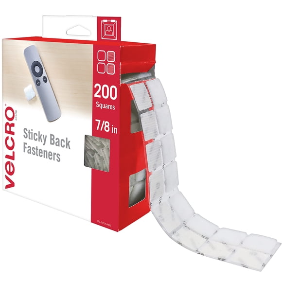 Suministros para profesores de la marca Velcro de Mounting Squares, 200 unidades, color blanco, 7/8 pulgadas