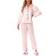 thumbnail image 1 of Conjunto de Pijama de Satén Floral para Mujer INSPIRE CHIC con Manga Larga y Botones con Solapa Entallada para Otoño Invierno S Rayas Rosadas, 1 of 4
