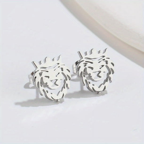 Make a Bold Statement with These Stylish Lion Crown Stud Earrings for Men!