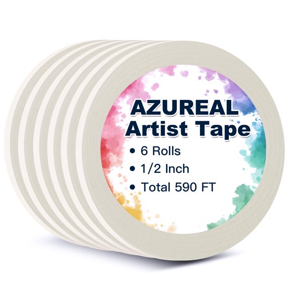 Cinta de artista AZUREAL 6 rollos de 1/2 pulgada, 180 m de longitud
