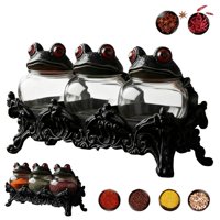 Unbrand - Witchy Frog Apothecary Spice Jars Set Of 3, Handcrafted Frog Spice Jar Set For Salt Pepper And Herbs,2026 Unique Vintage Jars With Frog Lids, Gothic Food Storage Containers Figurine For Tea Leaves