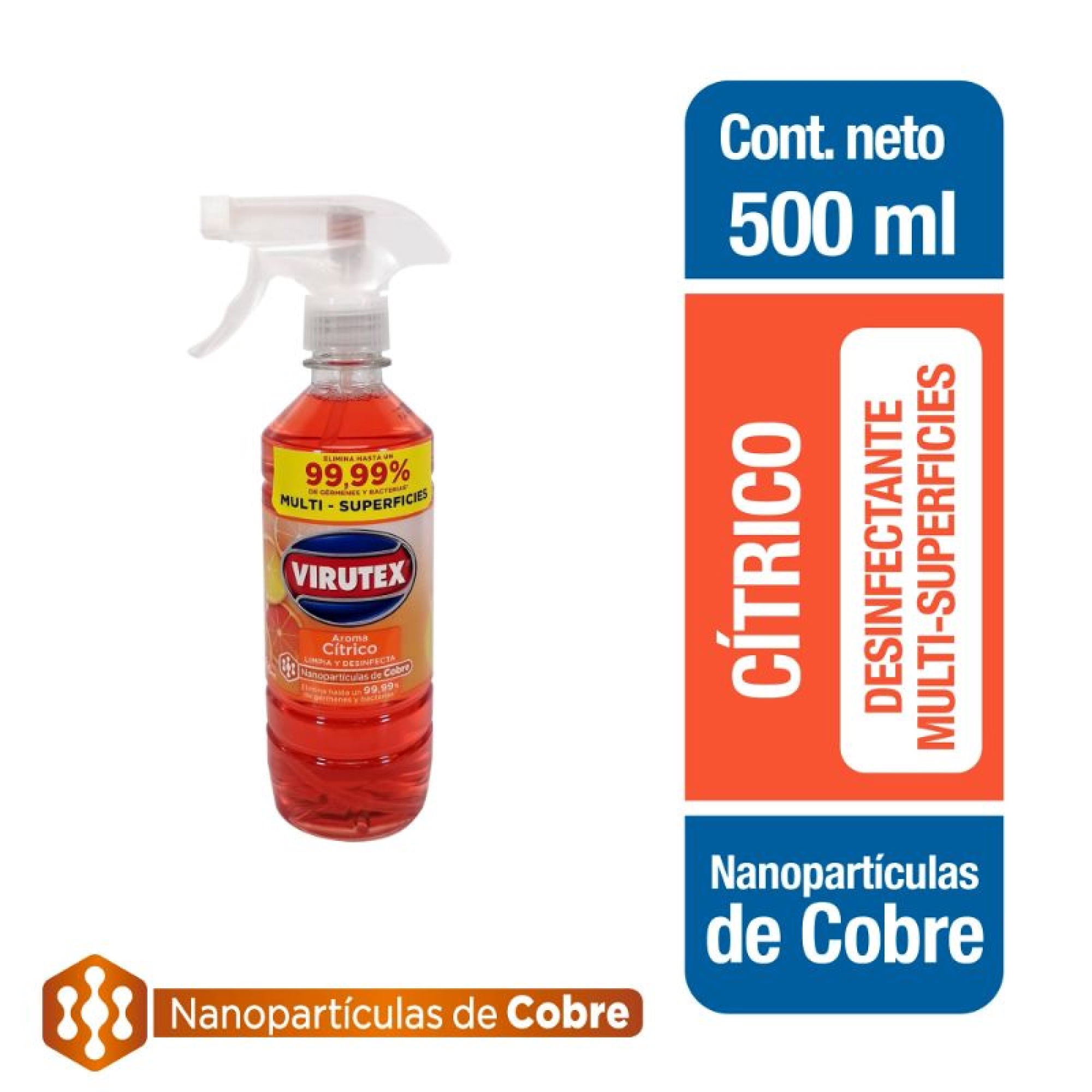 Limpiador Desinfectante Multisuperficies Líquido Botella 500 ml Virutex