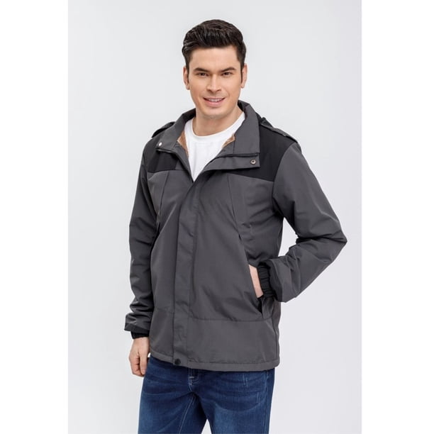 Chaqueta Hombre Impermeable Forro Interior Piel Capucha 0001