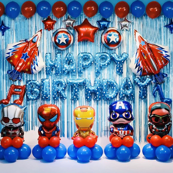 Globos TypicalEve 63 piezas Fiesta de Cumpleaños de Superhéroes
