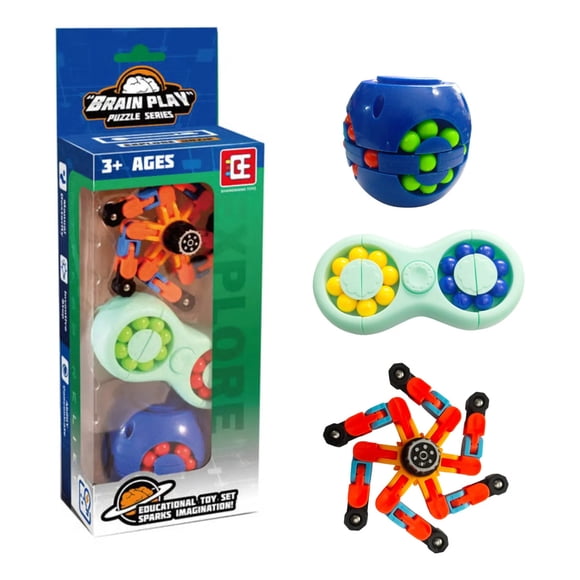 Set 3 En 1 Juguetes Antiestrés Brain Play Spinner Robot Bola Rompecabezas Y Disco