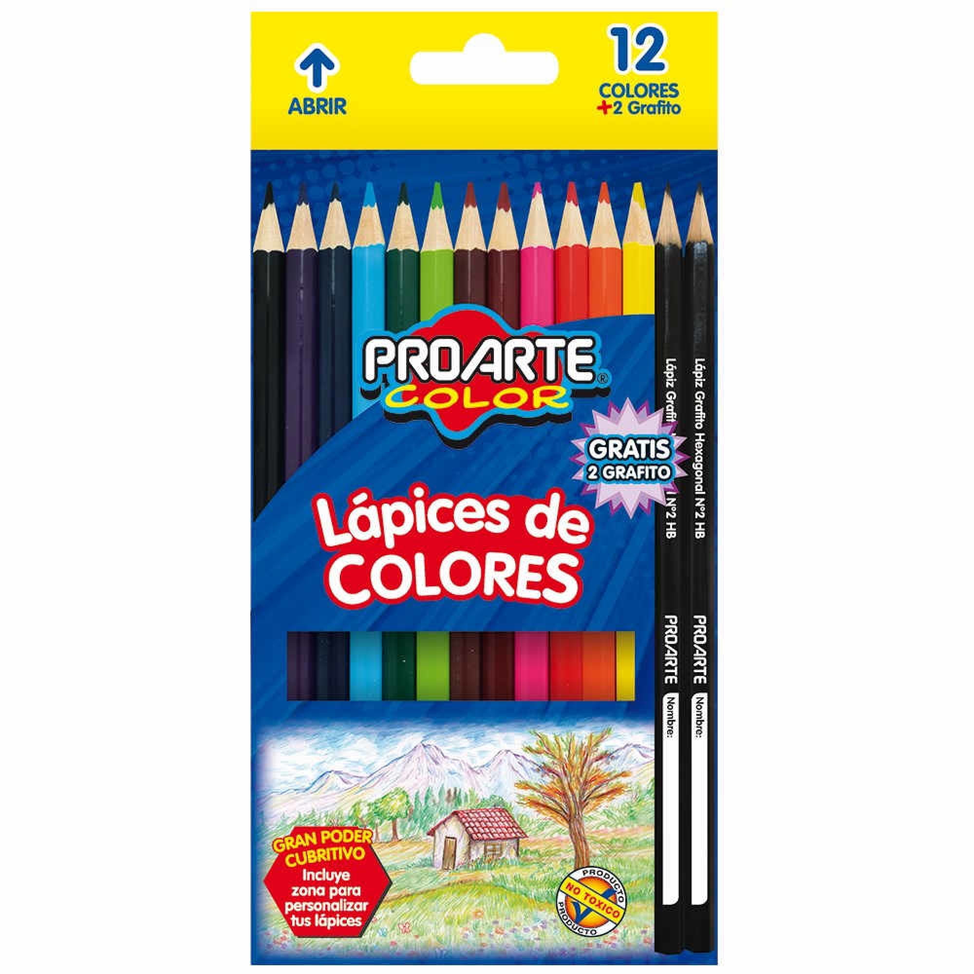 Lápices De Colores Set 12 Un + 1 Lápiz Grafito Proarte