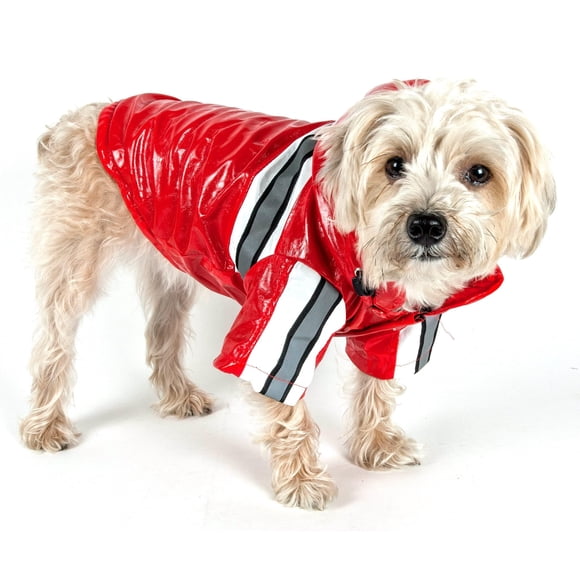 Impermeable para lluvia para perro Reflecta-Glow de Pet Life, chaqueta de PVC impermeable
