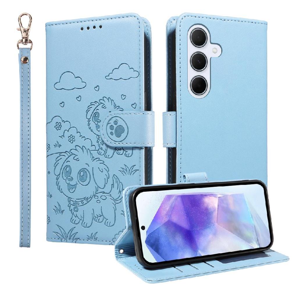 Funda Billetera Foxdock Compatible Con Samsung Galaxy A55, Diseño Perrito Tierno, Ranuras Para Tarjetas Y Soporte Plegable