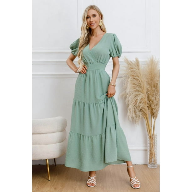 Maxi Vestido Largo Primavera Mujer Casual Eventos Texturizado 3338