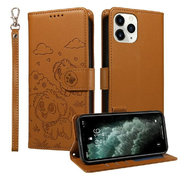 Funda Billetera FOXDOCK Compatible con iPhone 11 Pro , Diseño Perrito Tierno, Ranuras para Tarjetas y Soporte Plegable
