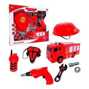 Total Click - Juguete Set De Bombero 8 Piezas Camion Herramientas Infantil