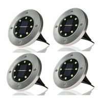 Genérico - Pack X4 Luz Solar 8 Led Con Estaca Exterior Tierra Jardin