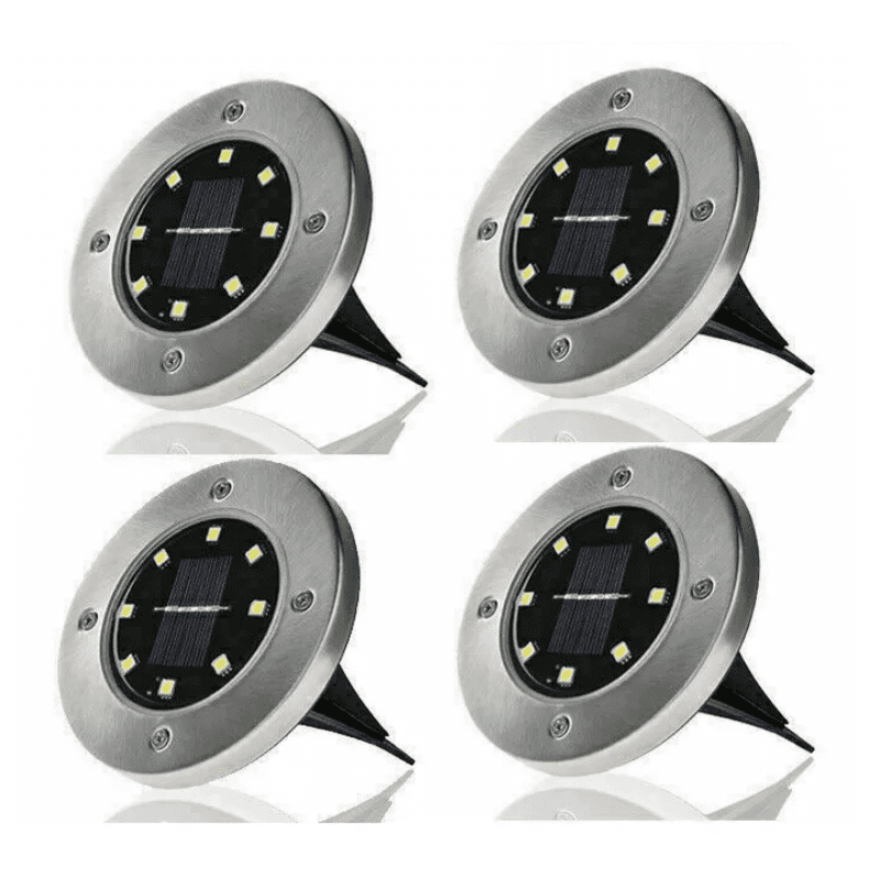 Genérico - Pack X4 Luz Solar 8 Led Con Estaca Exterior Tierra Jardin