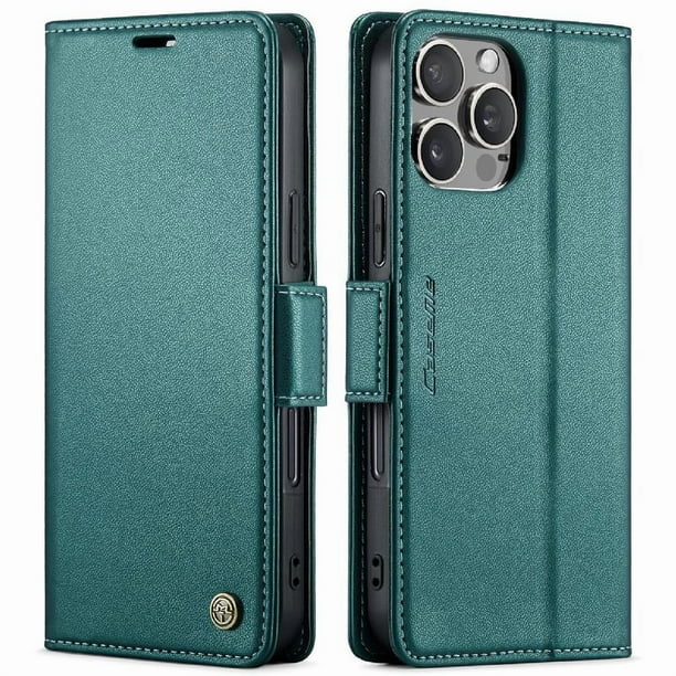 CaseMe tipo cartera iPhone 16 Pro con cierre magnético, RFID, tarjetero, soporte, carga inalámbrica