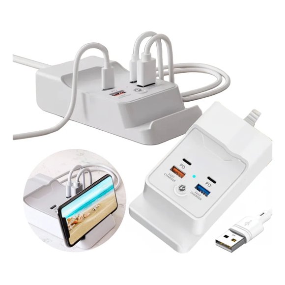 Cargador Estación de Carga Múltiple de 20 W Hub Usb-c Blanco