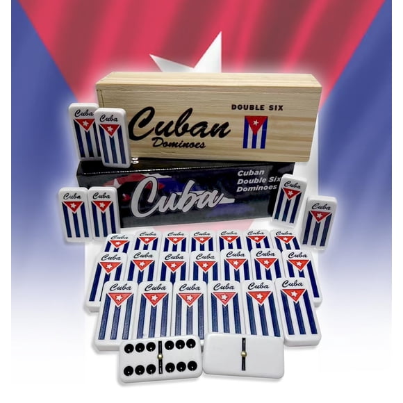 Domino Set PRK 14 Cuban Double Six Tiles con caja de madera
