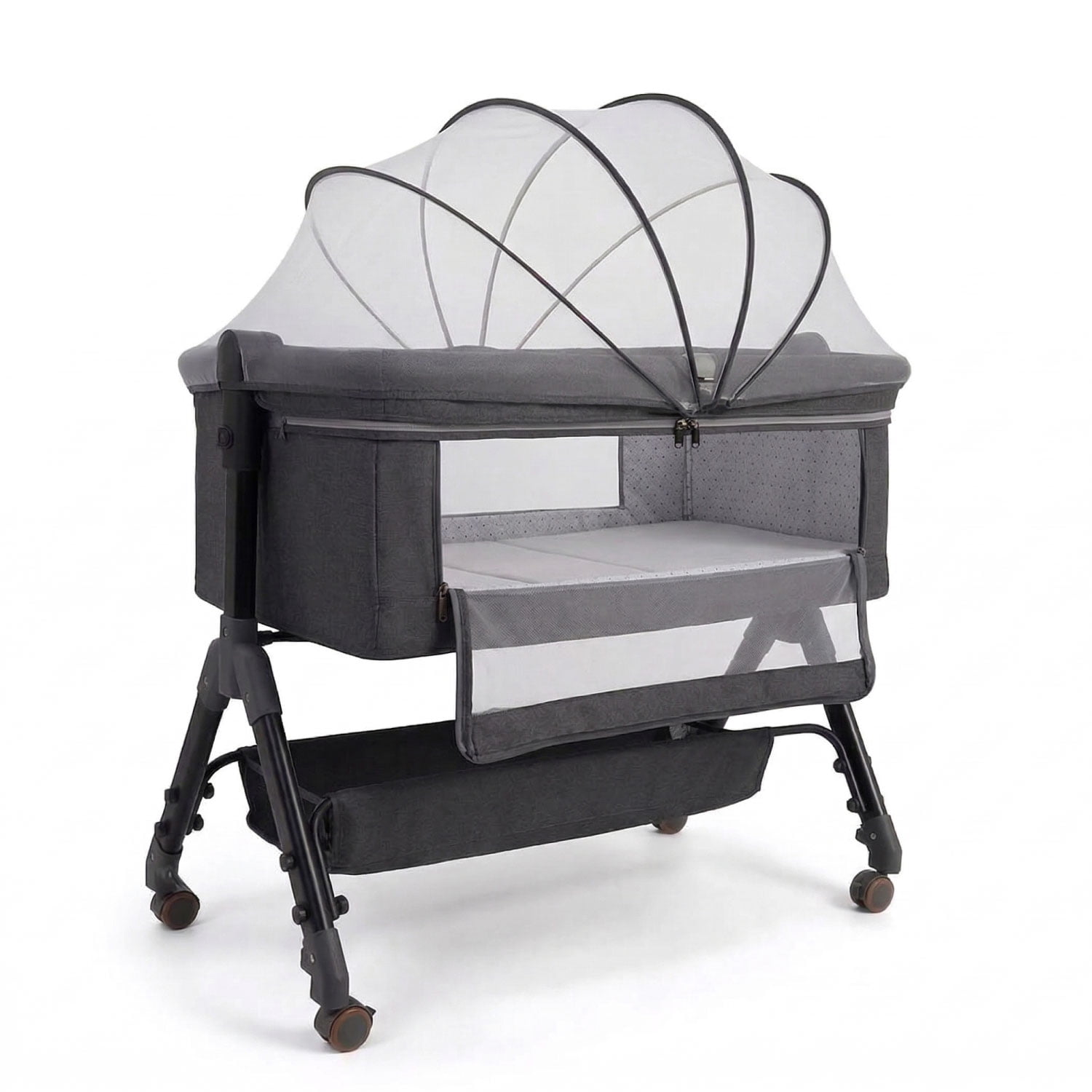 Mundo Online - Cuna Colecho Moises Bebe Altura Regulable Safe&soft Gris Oscuro