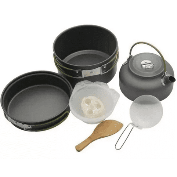Set de ollas y tetera para camping