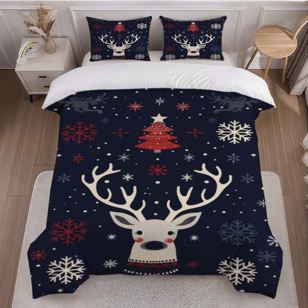 Christmas Reindeer Themed Bedding Set Soft and Comfortable Ideal for All Seasons
