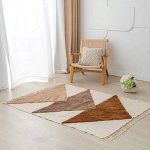 Wyj Hogar - Alfombra Estilo Nórdico Bohemio Con Flecos 120X180 Cm - Café