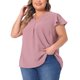 thumbnail image 4 of Agnes Orinda Blusas de Talla Grande para Mujer de Escuela y Universidad con Lunares Suizos, Cuello Entallado, Mangas con Volantes, Básicas y Lindas 3X Gris Púrpura, 4 of 6