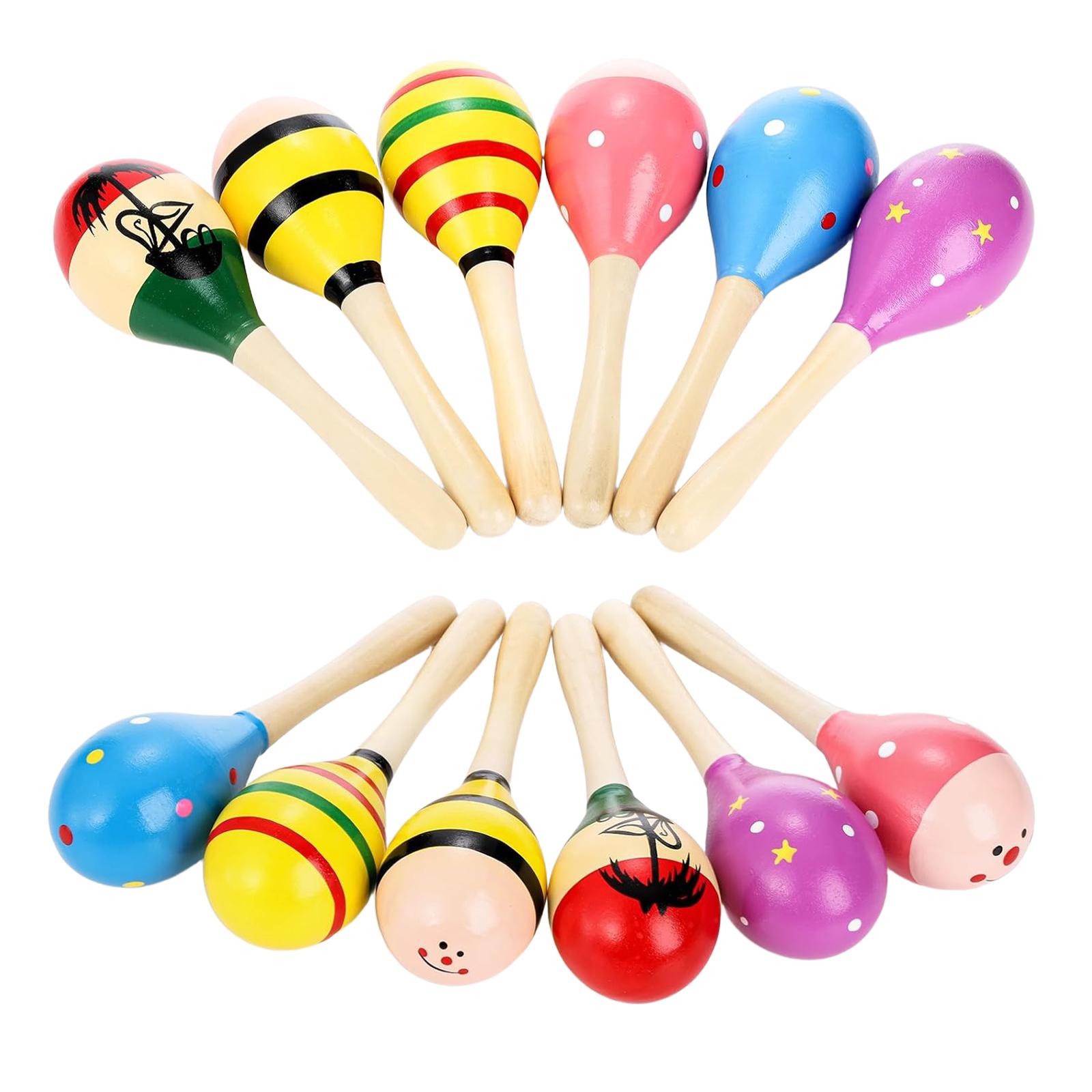 Bothyi - 12 Mini Maracas De Madera, Juguetes Educativos Tempranos Para Espectáculos De Carnaval En Vivo