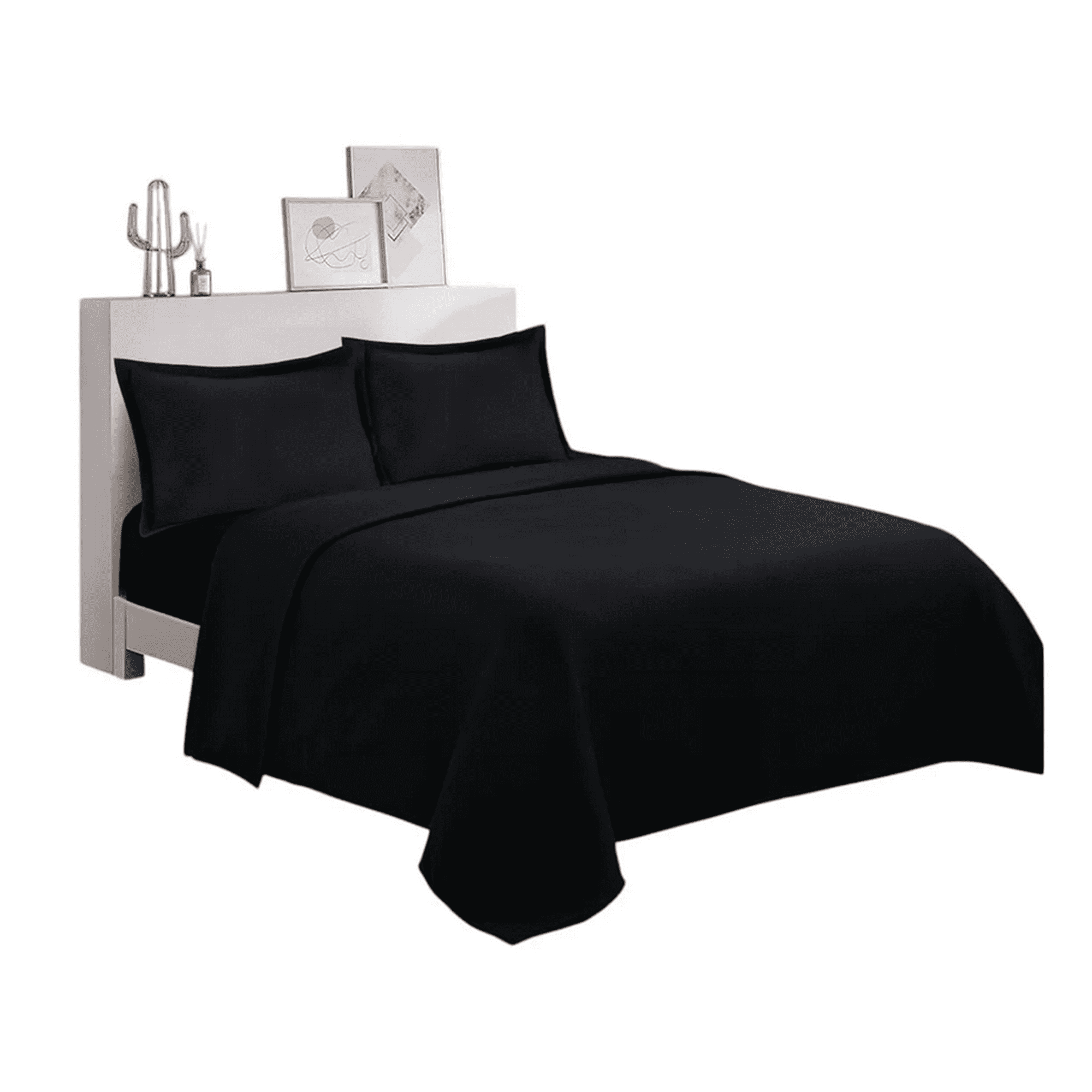 Genérico - Juego Sabana Polar 2 Plazas 4 Piezas Color Negro