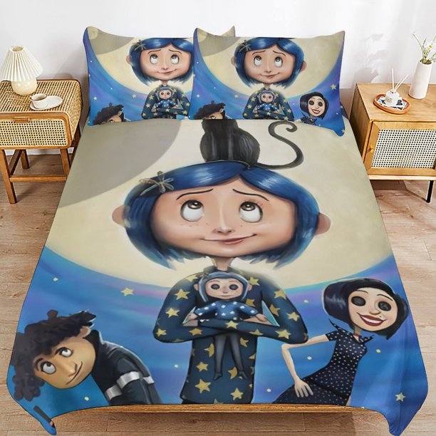 Coraline Duvet Cover Set 3 Piece Bedding Set Double Sided Printing Decorative Comforter Cover Set