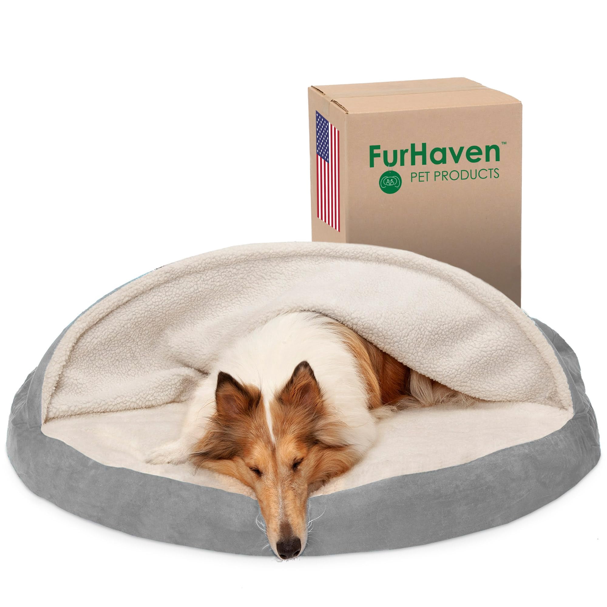 Cama ortopédica para perros Furhaven redonda de 44 pulgadas para perros grandes