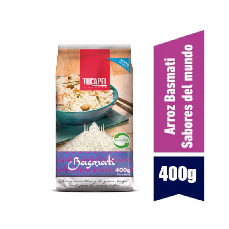 Arroz Grado 1 Grano Largo Basmati Bolsa 400 g Tucapel