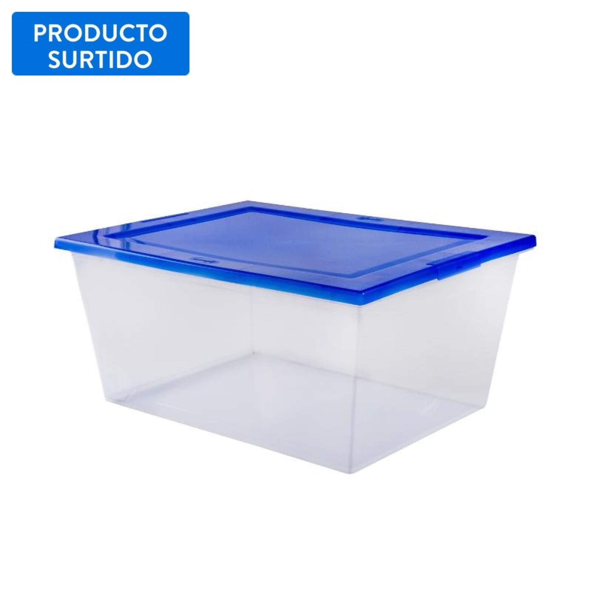 Wenco - Caja Organizadora Con Tapa Azul 15l Wenbox Polipropileno Transparente