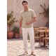 thumbnail image 2 of INSPIRE CHIC Polo de Punto Jacquard para Hombre Cuello en V Transpirable Camiseta de Golf de Verano XL Caqui, 2 of 5