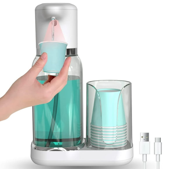 Dispensador de enjuague bucal automático Luvan de 750 ml con portavasos