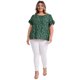 thumbnail image 2 of GRACIA Y GRANDEZA Blusas de Mujer Tallas Grandes Estampado Floral Cuello Redondo Volantes de Doble Capa Manga Corta Blusas de Verano 2X Verde Oscuro, 2 of 7