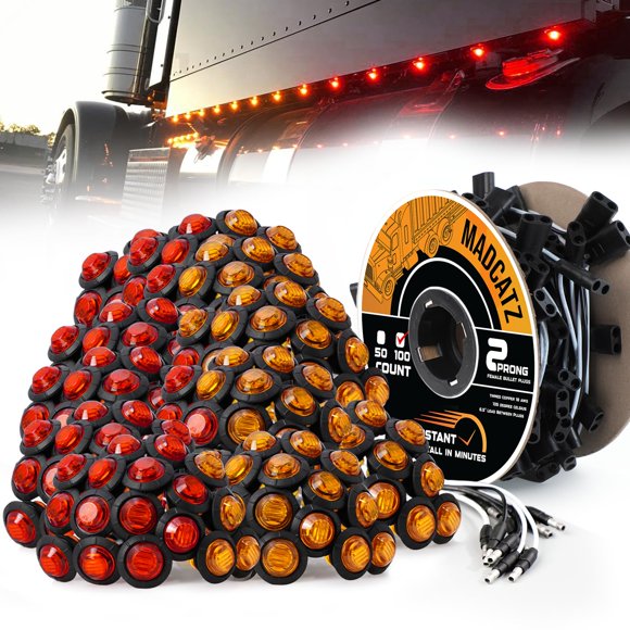 Luces laterales de posición MADCATZ 3/4" 50 ámbar + 50 rojo 12V